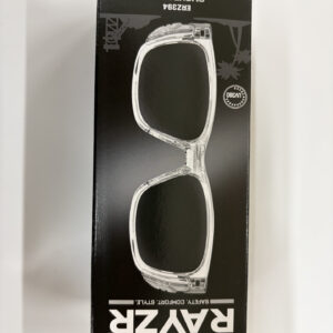 RAYZR SAFETY GLASSES CLEAR FRAME SMOKE LENS